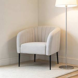 CARLFORD Design moderno bianco accento sedia bouclé tessuto velluto <span class=keywords><strong>poltrona</strong></span> per soggiorno camera da letto all'aperto uso nuovo ottomano incluso - Product Image 1