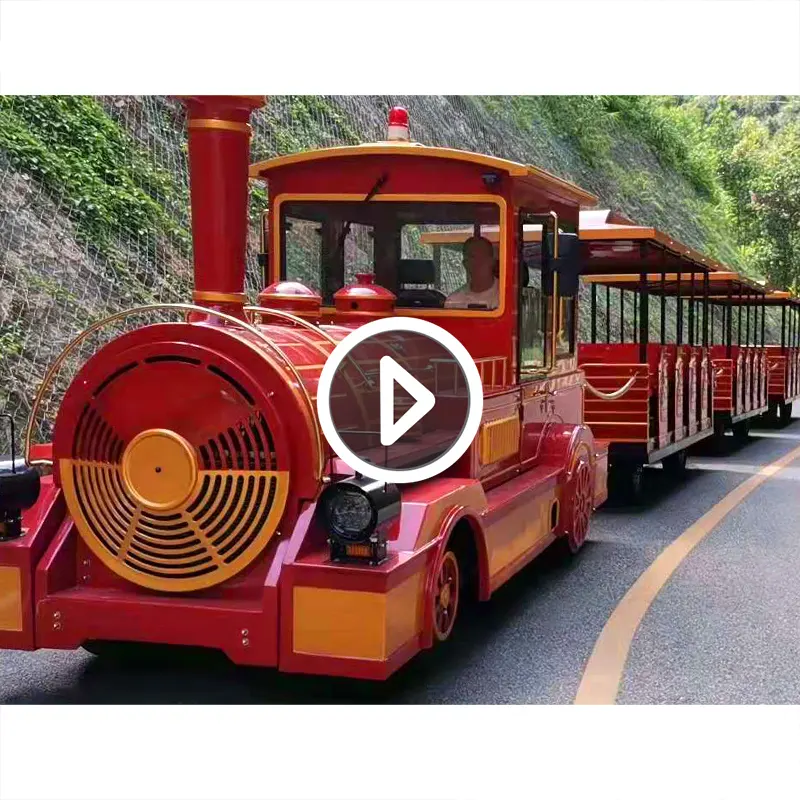 Trem turístico elétrico popular ao ar livre sem trilhos Parque de diversões atraente Passeios de trem sem trilhos à venda