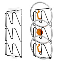 K447 Support mural sans perçage pour couvercles de casseroles, organisateur de cuisine en fer à double niveau, vente chaude