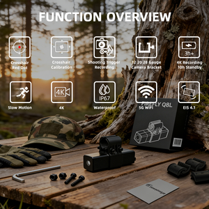 Caméra d'action 4K pour l'enregistrement, connexion Wi-Fi 5G sans fil, étanche IP67, fonction point rouge, prise de vue intelligente activée par le tir pour la chasse - Product Image 4