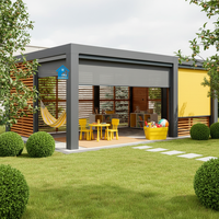 Pergola motorisée rétractable Sweet Home en aluminium avec lames orientables, pare-vent, écologique, et éclairage LED
