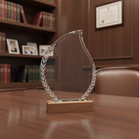 Plaque de reconnaissance des employés en cristal K9 personnalisée, gravure laser 3D, trophée flamme, récompense, forme de feuille sculptée à la main, thème d'honneur