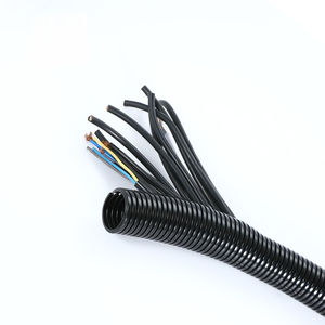 Plastique ondulé épaissi de tube de conduit électrique PA66 noir avec tuyau fileté et <span class=keywords><strong>gaine</strong></span> de câble ouverte - Product Image 4