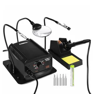 2 in 1 Multi-functional Soldering Station Soldering Iron with Adjustable Temperature and Air Volume with Magnifying Glass