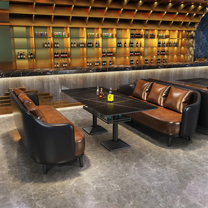 Sang trọng hiện đại kết hợp màu sắc thanh sofa Booth Set hộp đêm Cocktail phòng VIP phòng tiếp tân kim loại bàn ghế đồ nội thất - Product Image 2