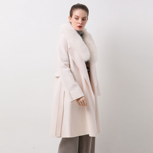 <span class=keywords><strong>Soldes</strong></span> Exceptionnelles : Manteau en Laine Pas Cher YY20069 100% Laine avec Col en Véritable Fourrure de Renard, Manteau en Cachemire pour Femme - Product Image 4