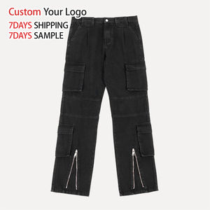 Wholesale High Quality <b>Light</b> Mid Casual Fashion Denim Jeans Pants Vintage Streetwear Black Custom Designer <b>Trouser</b> Baggy Cargo - Product Image 5