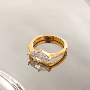 Anillo de Acero Inoxidable Chapado en Oro de 18K, Impermeable, con Piedra Natural de Ojo de Caballo <span class=keywords><strong>Grande</strong></span>, Chapado en Oro de 18K, a la Moda - Product Image 5