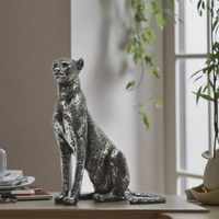 Statues modernes en poudre d'argent en résine imprimée léopard, modèle animal artisanal pour la décoration intérieure de la maison, accessoires de bureau, thème Anime