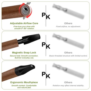 Inhalador Portátil de Aromaterapia de Eucalipto con Diseño de Madera Oscura, Flujo de Aire Giratorio, Ayuda para Dejar de Fumar y Alivio del Estrés - Product Image 4
