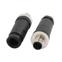 Adaptateur aviation M12, connecteur automobile électrique étanche en plastique avec contact en laiton, 4/12 cœurs, 5 trous, 8 broches