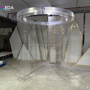 LEDA Nouveauté Décoration de mariage de luxe en plein air Chuppah en acrylique transparent Détachable Mandap rond - Product Image 5