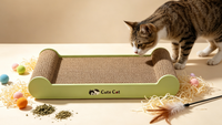 Grattoir à chat en carton ondulé écologique en gros avec sachet de catnip pour foyers multi-chats