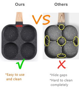 Poêle à œufs carrée polyvalente antiadhésive en métal 4 tasses avec poignée en bois <span class=keywords><strong>pour</strong></span> cuisinières à gaz et à <span class=keywords><strong>induction</strong></span> - Product Image 5