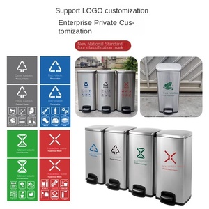 Commercial Home Office Stainless Steel Pedal Trash <strong>Bin</strong> <strong>Large</strong> Dry Wet Elevator PEELS Box Long Barrel Type Lid Waste <strong>Bins</strong> for Home - Product Image 5