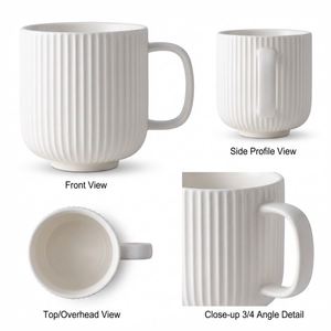 Wholesale Ribbed Porcelain Ceramic <b>Mugs</b> Promotional Matte Nordic Style 12oz Custom Color High Temperature Resistant Gift <b>Box</b> - Product Image 2