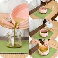 Accessoires pour matcha rose personnalisé bol en céramique fouet tamis porte-cuillère support torchon expérience ultime du matcha