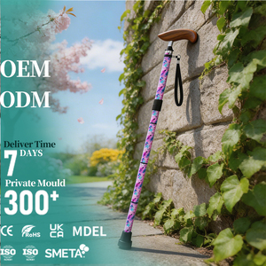 Трость JINDA Colorful: высококачественная, регулируемая, складная, из углеродного волокна, для всех возрастов, выдерживает нагрузку до 100 кг, легкая, прочная, с деревянной ручкой. - Product Image 1