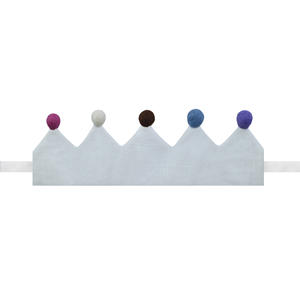 Chapeau de couronne fait main en lin et coton pour bébé et enfant, avec pompons colorés, souvenir personnalisé - Product Image 4