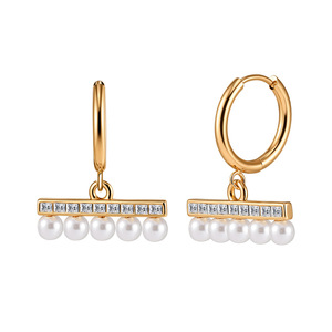 Pendientes de Aro con Perlas, Chapados en Oro de 18K, de Acero Inoxidable, Resistentes al Agua, para Mujer, Regalo para Fiestas, Joyería para las Orejas, Venta al Por Mayor de Fábrica - Product Image 1