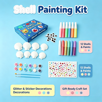 Kit de Peinture sur Coquillages pour Enfants – Ensemble Créatif DIY avec Coquillages, Peintures, Paillettes, Colle et Autocollants – Jouet Artistique Fait Main pour Enfants, Cadeau ou Faveur de Fête