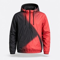 Anorak léger et coupe-vent pour homme avec capuche réactive à la lumière, demi-zip, poche kangourou, poignets élastiques, ourlet à cordon de serrage, personnalisable OEM