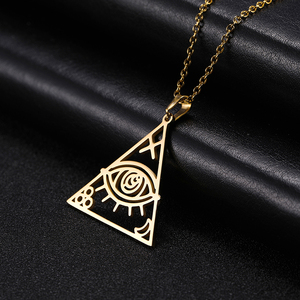 Collar con Colgante de <span class=keywords><strong>Ojo</strong></span> Turco <span class=keywords><strong>Egipcio</strong></span> en Forma de Pirámide, Color Dorado, de Acero Inoxidable, <span class=keywords><strong>Amuleto</strong></span>, Joyería para Mujer, Marca Myshape - Product Image 1