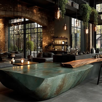 Lampe LED de luxe sur mesure Table de comptoir de bar en bois et en marbre pour boissons et vins Design moderne pour restaurant Pub Vitrine de luxe personnalisable