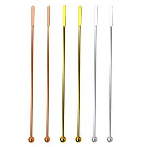 Agitateur à café en acier inoxydable 304, perles rondes, réutilisable, pour jus, boissons, durable, antirouille, pour bar, cocktails, thé au lait, bâtonnet de mélange - Product Image 1