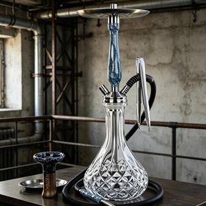 Ensemble de chicha moderne en verre, kit de fumage en acier inoxydable avec finition laquée et tuyau, idéal pour les cadeaux et les occasions sociales - Product Image 5