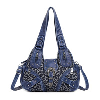 Angel Kiss Preppy Geometrische Vintage Western Zweibandige Nieten-Verzierte Damenhandtasche - Multifunktionale PU-Leder Tote Umhängetasche