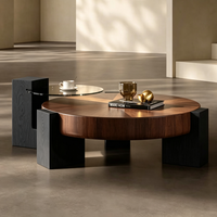 Italienischer Minimalistischer Wabi-Sabi Stil Hochwertiger Beweglicher Couchtisch aus Walnussholz für Wohnzimmermöbel