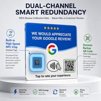 Support de table transparent en PC/PVC pour avis NFC NTAG215 13,56 MHz, avec 504 emplacements pour avis Google, partage de menu et réseaux sociaux