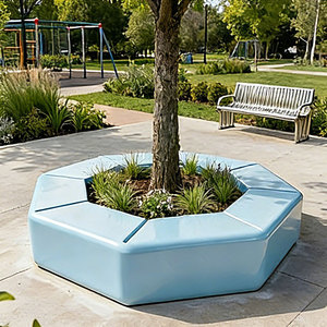 Chaises publiques colorées en fibre de verre Y620, canapé de jardin moderne, banc long, chaise artistique hexagonale, mobilier d'extérieur pour hôpital - Product Image 6