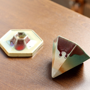 160ml Factory Custom Creative Hexagonal Picnic Pottery <b>Mug</b> Light Luxury Retro Nordic Design Cone <b>Reusable</b> - Product Image 2