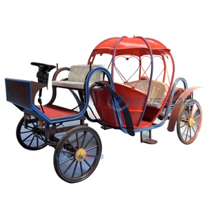 Charrette de princesse électrique en fer rouge en forme de cœur, personnalisée en usine, avec garniture bleue, pour mariages et sites touristiques S - Product Image 2