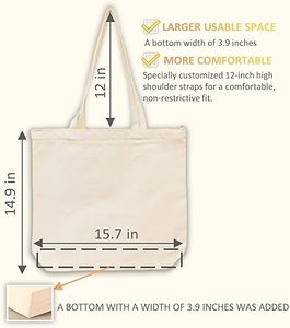 Sac fourre-tout en toile robuste avec fermeture éclair, sac à bandoulière multipoches en coton 16 oz, capacité de 55 lb - Product Image 2