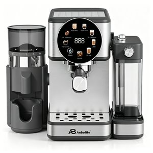 <span class=keywords><strong>Machine</strong></span> à café expresso tout-en-un Anbolife 20 bars avec moulin intégré, réservoir à lait, compatible dosettes et café moulu OEM ODM - Product Image 1