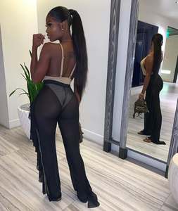 Pantalones transparentes <span class=keywords><strong>de</strong></span> malla Sexy para mujer, pantalones largos informales para cubrir la playa, ropa <span class=keywords><strong>de</strong></span> vacaciones, moda <span class=keywords><strong>de</strong></span> verano nueva - Product Image 3