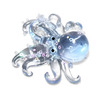 Jouet Squishy Pieuvre Bleue Transparente, Jouet Anti-Stress Scintillant Étoile pour Enfants et Adultes