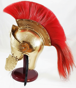Casco de Centurión Romano Medieval Portátil con Pluma Roja, Hecho a Mano, de Hierro Plateado, Accesorio Histórico para Disfraces, Regalo de Halloween - Product Image 1