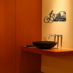 Decorazione da <span class=keywords><strong>parete</strong></span> moderna in metallo per il bagno - Elegante insegna minimalista per il bagno, per casa, ufficio, <span class=keywords><strong>soggiorno</strong></span>, cucina, regalo - Product Image 4