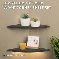 Étagères d'angle flottantes en bois massif de 10 pouces avec trou pour câbles, design minimaliste à fixer au mur pour chambre, salon, cuisine