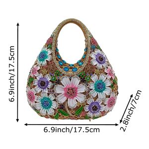Women Classic Crystal Hobo Evening Bag Shinny Floral Rhinestones Clutch Purse with Chain <b>Wedding</b> <b>Guest</b> <b>Handbag</b> - Product Image 2