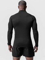 Chemise de compression Fitness Entraînement Gym Demi-zip Col roulé Velours Manches longues Chemise de sport Manches longues T-shirt pour homme