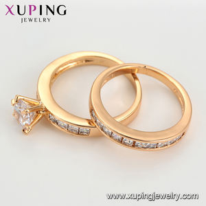 A00914824 بيع بالجملة أنيق تصميم الأزياء الفاخرة حجر بيئي النحاس 18 قيراط ذهبي اللون خاتم مزدوج - Product Image 3