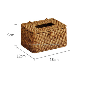 Boîte à mouchoirs en papier durable, tissée à la main, de haute qualité, en jacinthe d'eau, forme cylindrique rectangulaire, pour restaurants - Product Image 5
