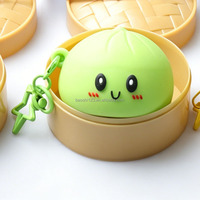 Porte-clés lumineux en silicone souple de 5 cm, motif Bao bao, avec fermoir mousqueton, breloque de sac et jouet anti-stress