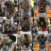 T-shirt décontracté en coton pour hommes, populaire sur le marché européen et américain, vente en gros, imprimé avec des motifs, col rond, manches courtes, OEM