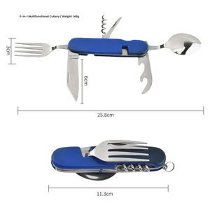 6-in-1 multi-functional camping set fork knife spoon double-layer folding tableware portable versatile camping gadget - Product Image 3